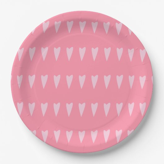 Minimalistischer rosafarbener Valentinstag Pappteller (Vorderseite)