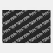 Minimalistischer Rot-Schwarz-Schlittenurlaub des W Geschenkpapier Set (Vorderseite 3)