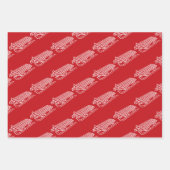 Minimalistischer Rot-Schwarz-Schlittenurlaub des W Geschenkpapier Set (Vorderseite)