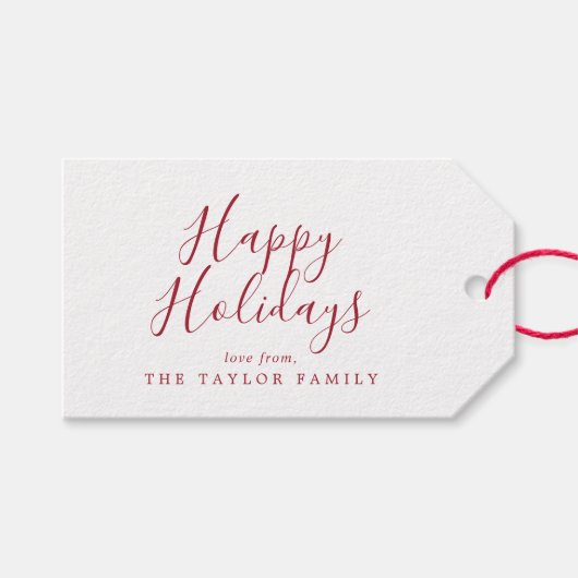 Minimalistischer Roter Glücksfall Familienurlaub Geschenkanhänger (Vorderseite (Horizontal))