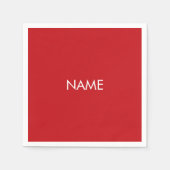 Minimalistischer roter individuelle Name Serviette (Vorderseite)