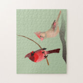 Minimalistischer Roter Kardinal Weibliche Wintervo Puzzle (Vertikal)