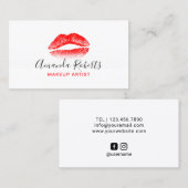 Minimalistischer roter Lippenmake-upkünstler Visitenkarte (Vorne/Hinten)