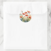 Minimalistischer Roter Mohn Runder Aufkleber (Tasche)