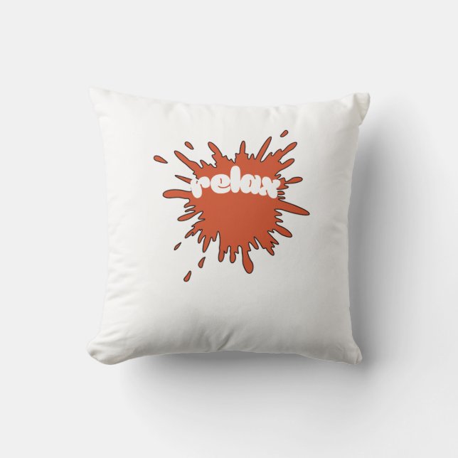 Minimalistischer roter Pinselstrich "Relax" Square Kissen (Vorderseite)