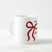 Minimalistischer roter Schleifenbogen Frohe Weihna Kaffeetasse (Vorderseite Links)