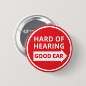 Minimalistischer roter Text linker Ohrpfeil Schwer Button (Vorne & Hinten)