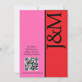 Minimalistischer roter und rosa QR-Code auf der Rü Einladung (Rückseite)
