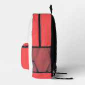 Minimalistischer roter und weißer Rucksack mit ind (Rechts)