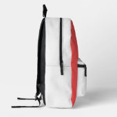 Minimalistischer roter und weißer Rucksack mit ind (Links)