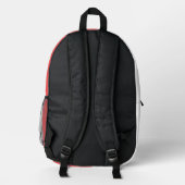 Minimalistischer roter und weißer Rucksack mit ind (Rückseite)
