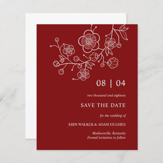Minimalistischer Rotkrebserbischof Save the Date (Vorne/Hinten)