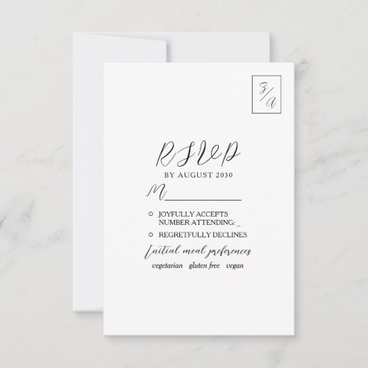 Minimalistischer RSVP für moderne Schwarz-Weiß-Hoc (Vorderseite)
