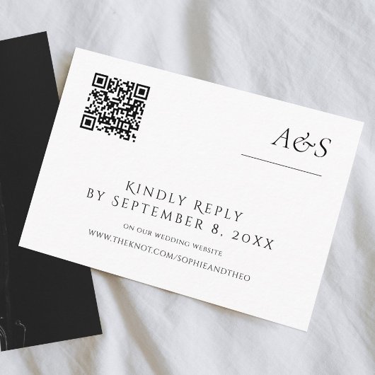 Minimalistischer RSVP Qr Code für Schwarz und Weiß Begleitkarte