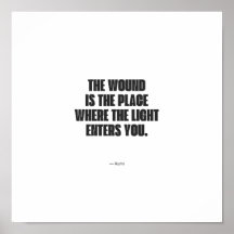 Minimalistischer Rumi-Zitatposter - Die Wunde ist 