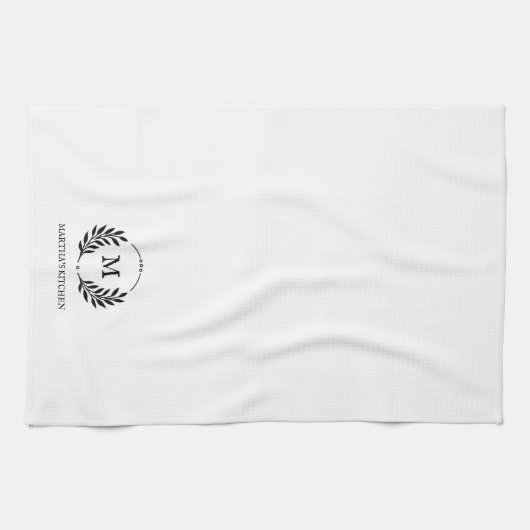 Minimalistischer rustikaler botanischer Monogramm- Geschirrtuch (Horizontal)