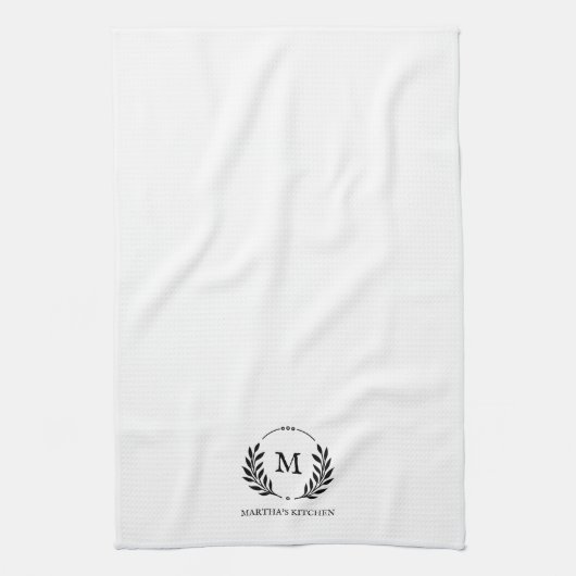 Minimalistischer rustikaler botanischer Monogramm- Geschirrtuch (Vertikal)