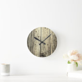 Minimalistischer Rustikaler, gewitterter Stallholz Runde Wanduhr (Zuhause)