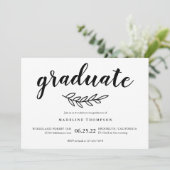 Minimalistischer Rustikaler Leaf-Graduate-Script-A Einladung (Stehend Vorderseite)