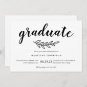 Minimalistischer Rustikaler Leaf-Graduate-Script-A Einladung (Vorne/Hinten)