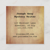 Minimalistischer rustikaler Papierverfasser-Autor Quadratische Visitenkarte (Rückseite)