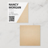 Minimalistischer rustikaler Qr-Code Kraft Quadratische Visitenkarte (Vorne/Hinten)