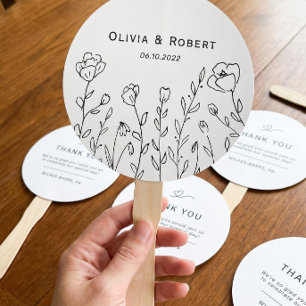 Minimalistischer rustikaler Wildblumen-Hochzeitsha Fächer