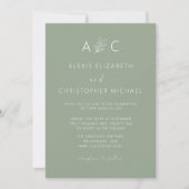 Minimalistischer Sage Green in einem Hochzeitcode Einladung (Vorderseite)