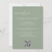 Minimalistischer Sage Green in einem Hochzeitcode Einladung (Rückseite)