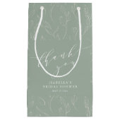 Minimalistischer Sage Grün Floral Hochzeitsdusche  Kleine Geschenktüte (Vorderseite)