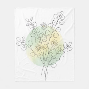 Minimalistischer Salbei-Blumen-Eukalyptus-Gänseblü Fleecedecke
