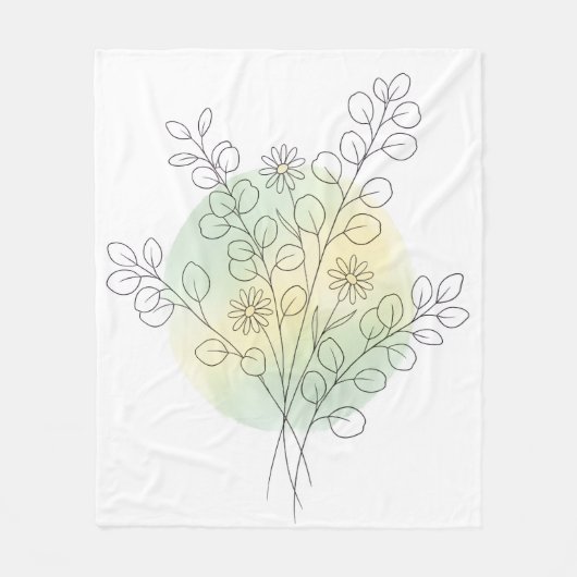 Minimalistischer Salbei-Blumen-Eukalyptus-Gänseblü Fleecedecke (Vorderseite)