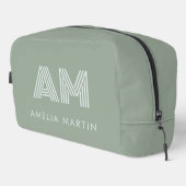 Minimalistischer Salbei-Matcha-Grün-Monogramm Waschbeutel (Rechte Ecke)