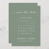 Minimalistischer Salbei Save the Date Einladung (Vorne/Hinten)
