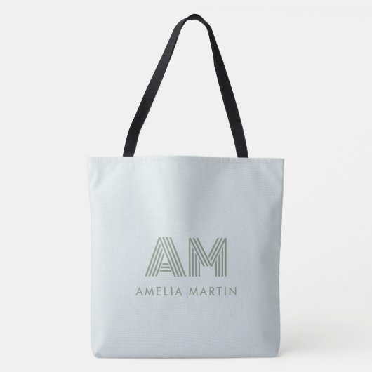 Minimalistischer Salbeigrüner Geometrischer Benutz Tasche (Vorderseite)