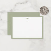 Minimalistischer Salbeigrüner Rand Moderner Monogr Mitteilungskarte (Vorderseite/Rückseite Beispiel)