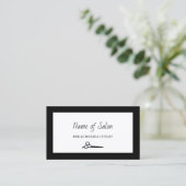 Minimalistischer Salon Schlicht Schwarz-Weiß-Scher Visitenkarte (Stehend Vorderseite)