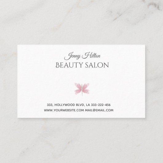 Minimalistischer, sanfter Schmetterling mit Wasser Visitenkarte (Rückseite)