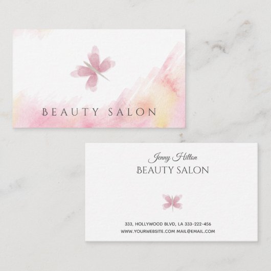 Minimalistischer, sanfter Schmetterling mit Wasser Visitenkarte (Vorne/Hinten)