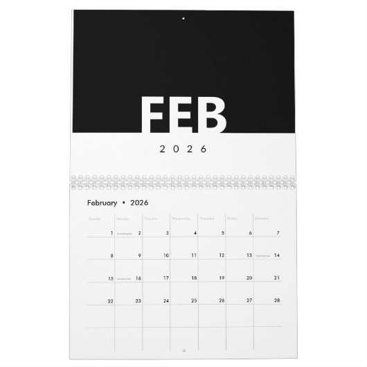 Minimalistischer sauberer moderner Design-Kalender Kalender (Feb 2026)