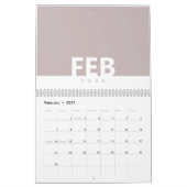 Minimalistischer sauberer moderner Farbdesign-Kale Kalender (Feb 2027)