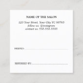 Minimalistischer, sauberer Pastel Fett Salon Empfehlungskarte (Rückseite)