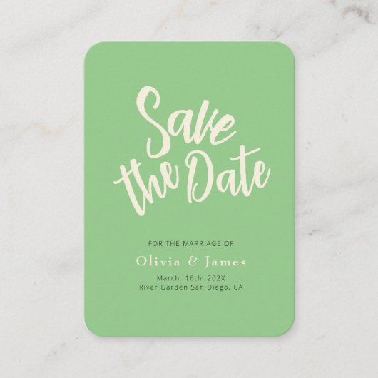 Minimalistischer Save the Date Hochzeitsseiten - Q Begleitkarte (Vorderseite)