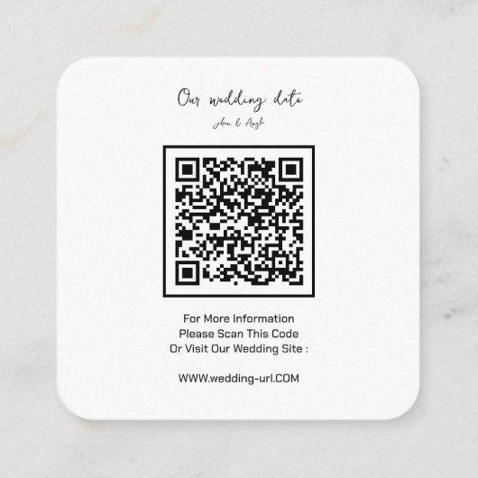 Minimalistischer Save the Date Hochzeitsseiten - Q Begleitkarte (Rückseite)