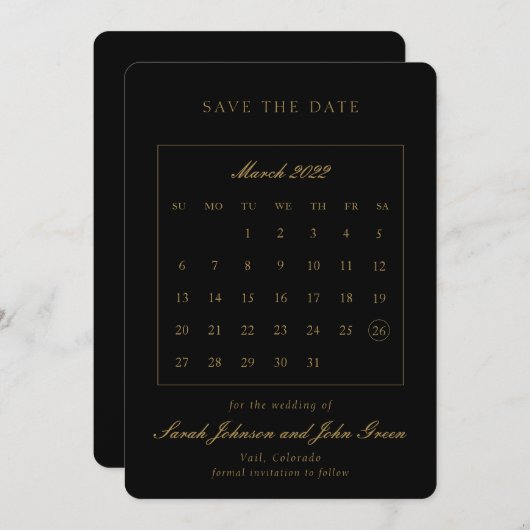 Minimalistischer Save the Date Kalender (Vorne/Hinten)