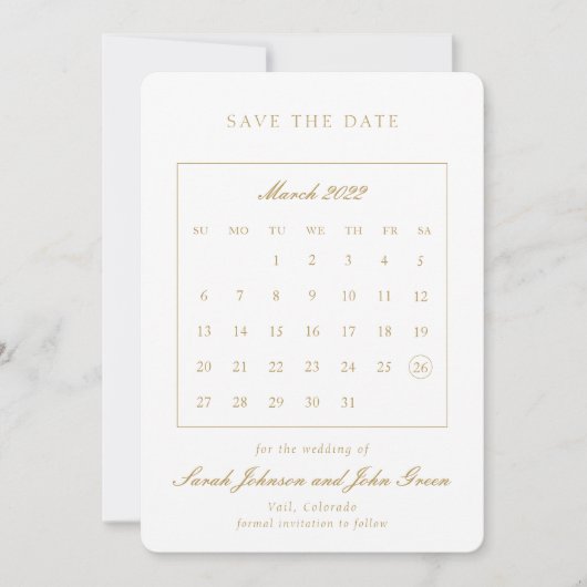 Minimalistischer Save-the-Date-Kalender Save The Date (Vorderseite)