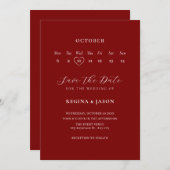 Minimalistischer Save the Date Rotkalender (Vorne/Hinten)