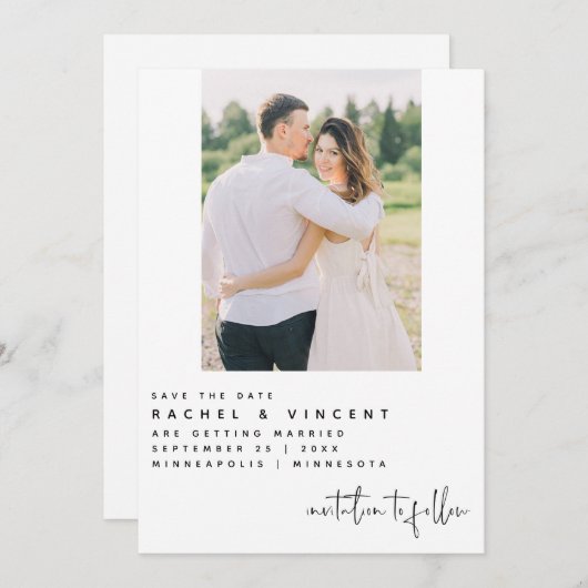 Minimalistischer Save the Date Single Fotokarte (Vorne/Hinten)