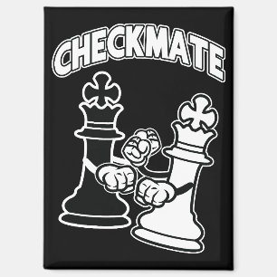 Minimalistischer Schachmatt Schwarz und Weiß Magnet