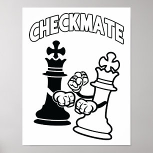 Minimalistischer Schachmatt Schwarz und Weiß Poster